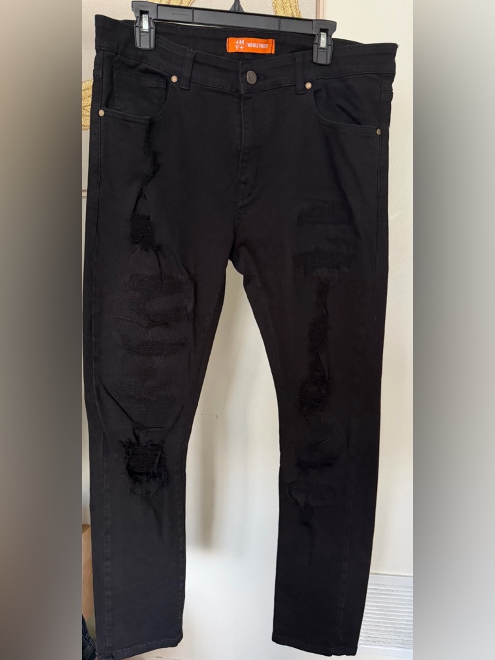 Men's Black Distressed Jeans Size 36